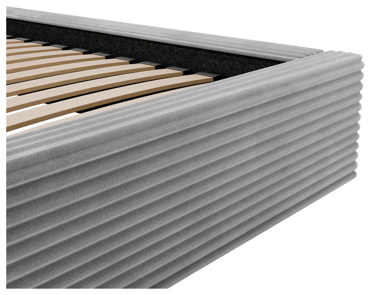 POLSTERBETT Lattenrost, Bettkasten 120/200 cm  in Grau  - Schwarz/Alufarben, Design, Holz/Kunststoff (120/200cm) - Boxxx