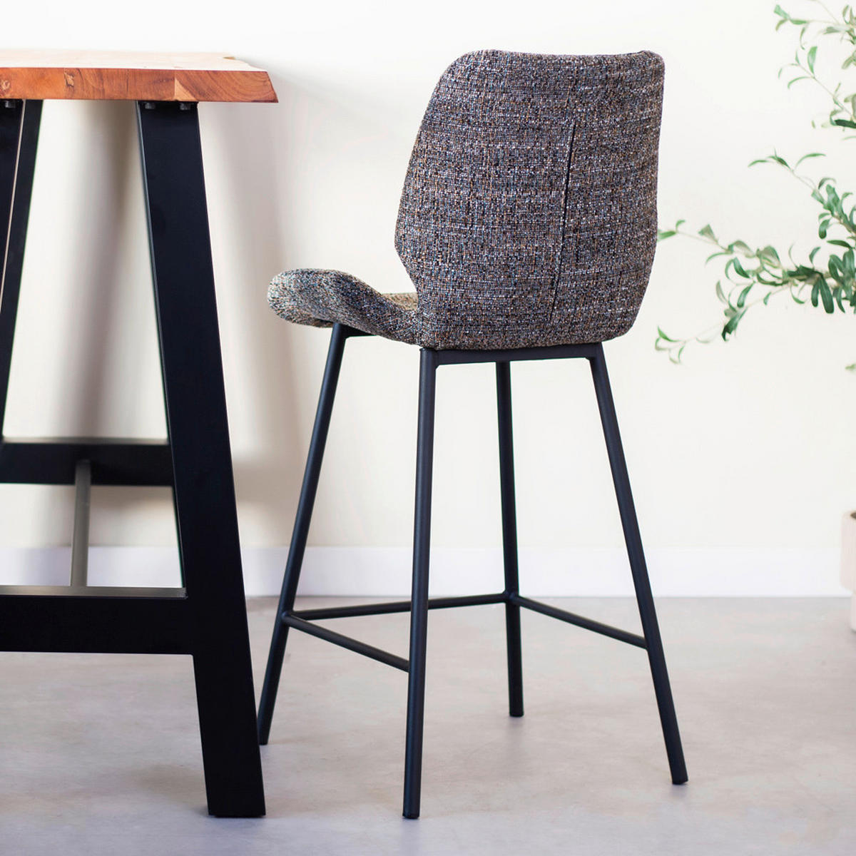 SADA BAROVÝCH ŽIDLÍ 2 kusy - černá/tmavě šedá, Design, kov/textil (47/99/55cm)