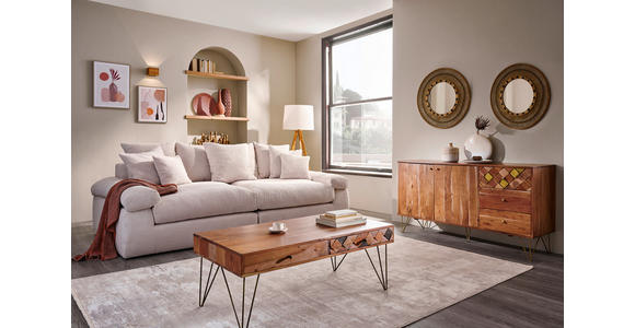 BIGSOFA Cord Naturfarben - Schwarz/Naturfarben, Design, Kunststoff/Textil (260/90/140cm) - Ambia Home