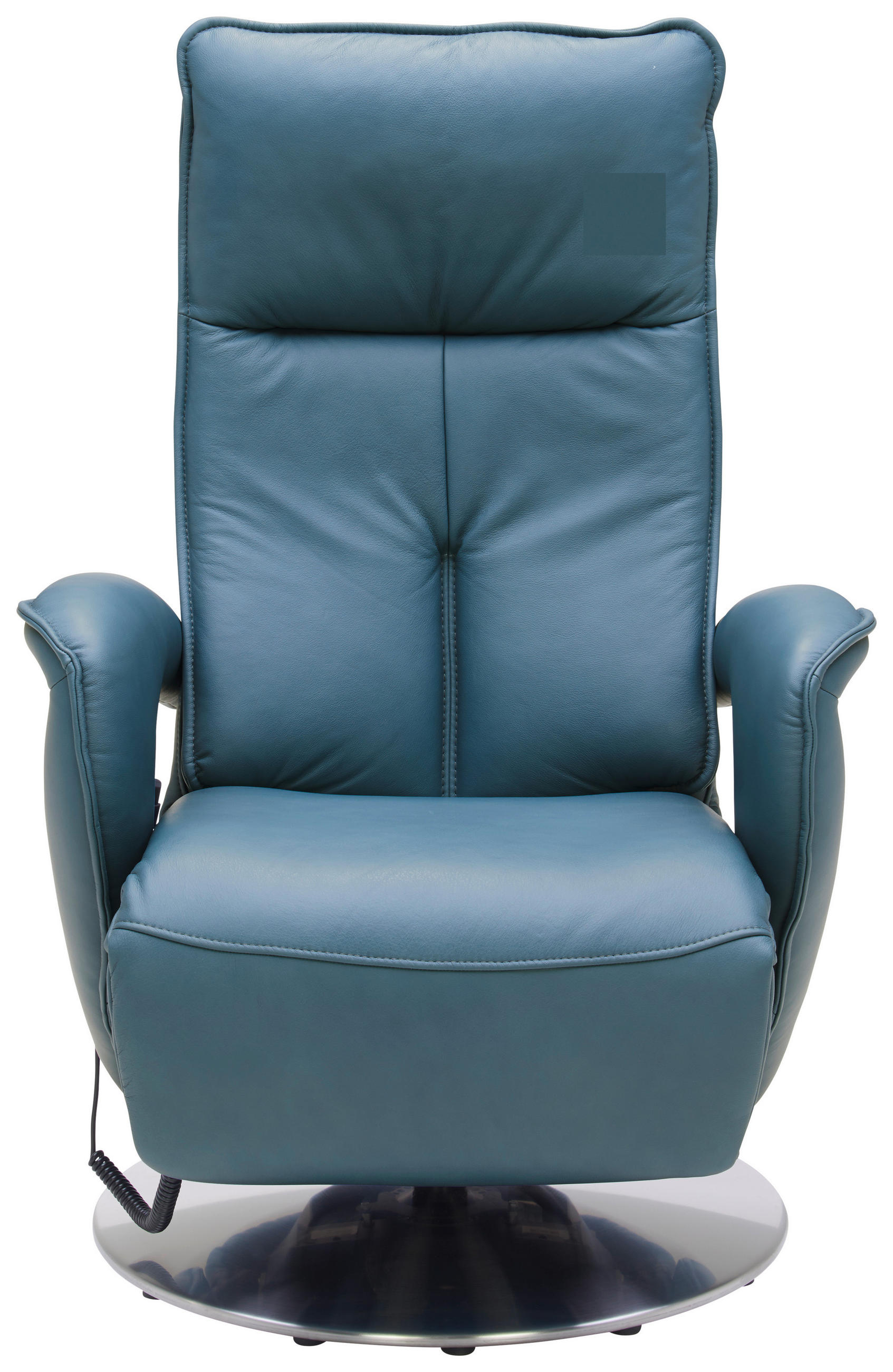 RELAXAČNÍ KŘESLO, kůže, modrá - modrá/barvy chromu, Design, kov/kůže (77/110/87cm) - Valdera