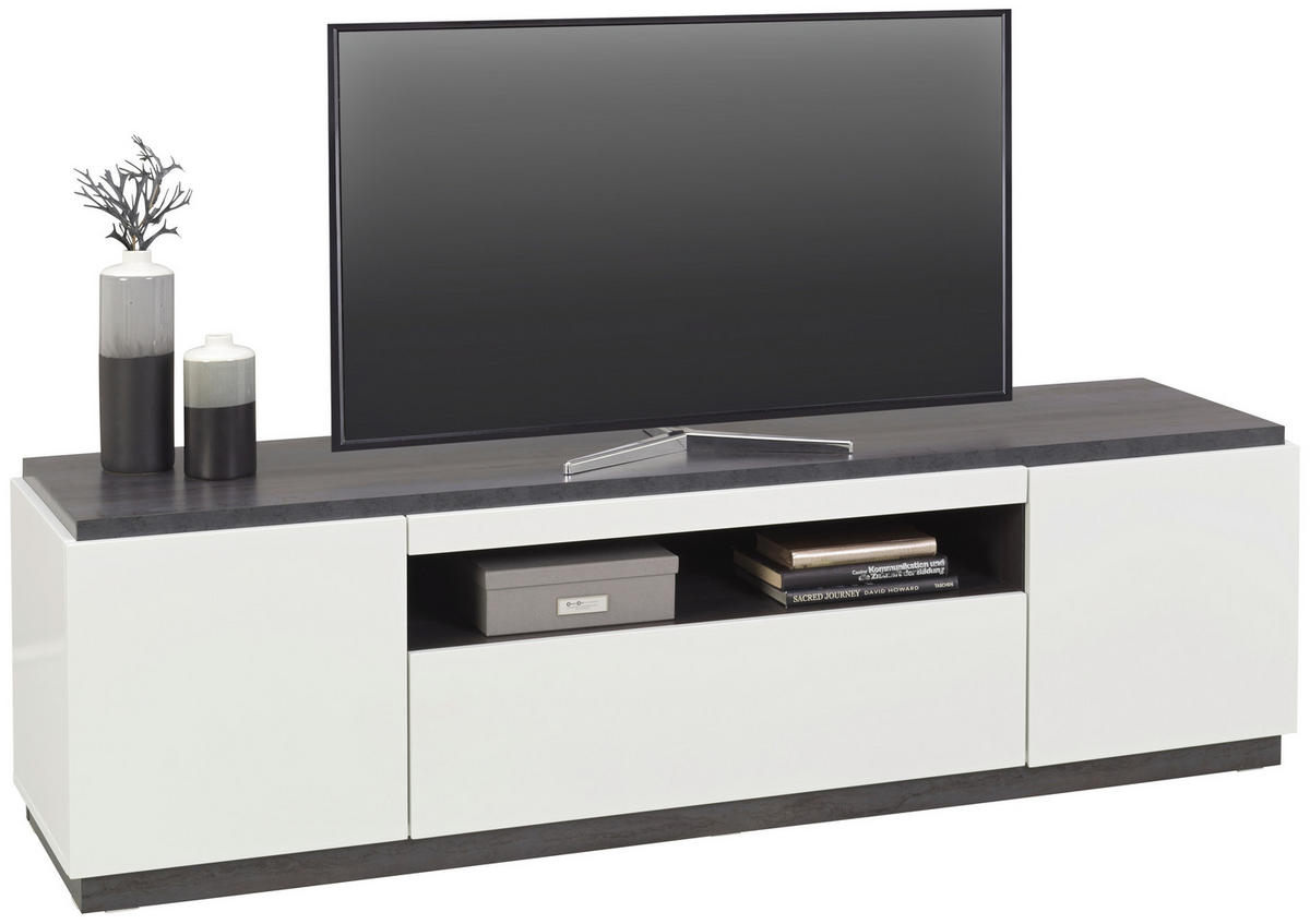 TV-ELEMENT bela, temno siva  - temno siva/bela, Design, leseni material (170/41,5/47cm) - Carryhome