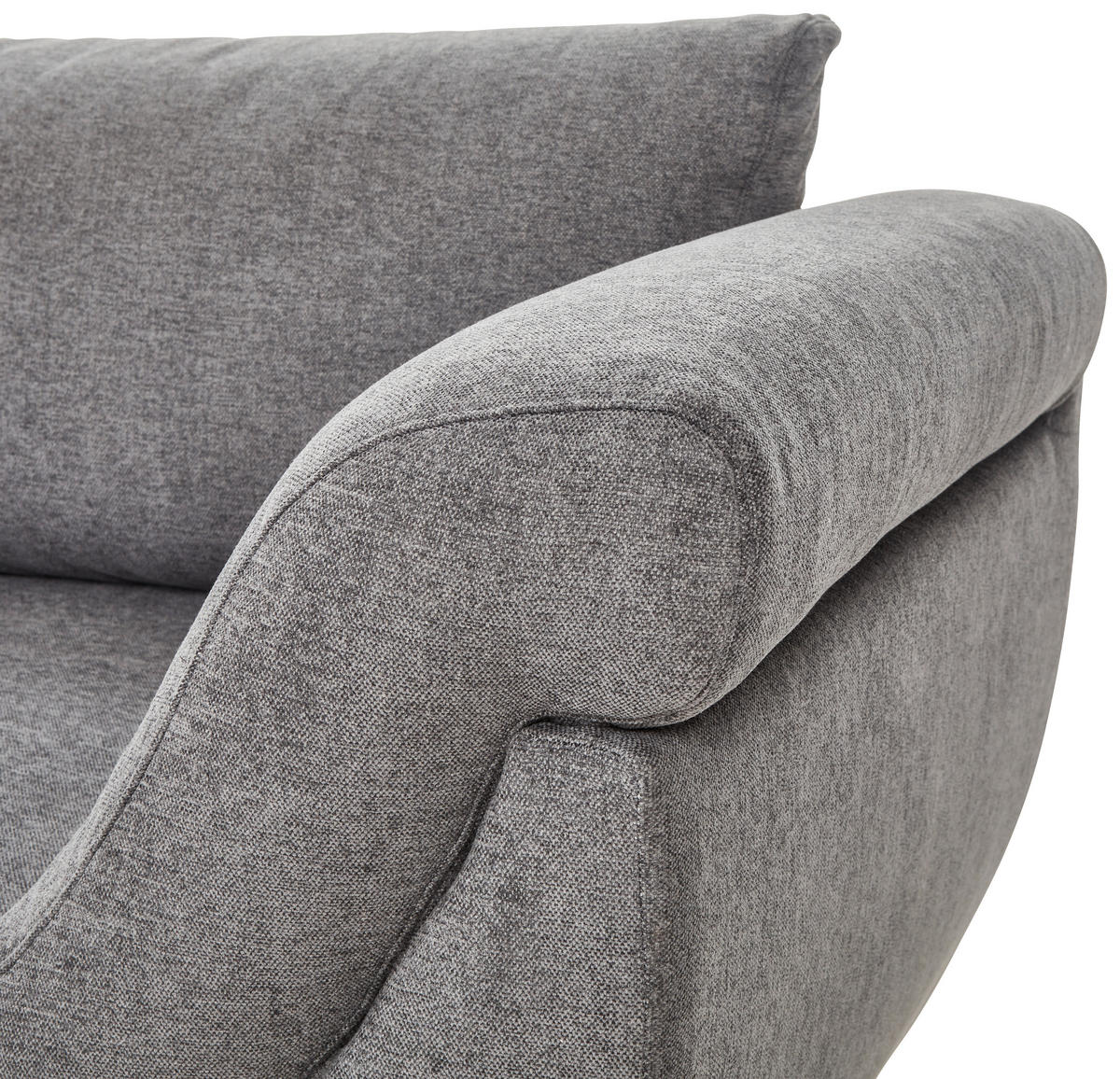 ECKSOFA in Flachgewebe Grau  - Silberfarben/Grau, Design, Textil/Metall (174/306cm) - MID.YOU
