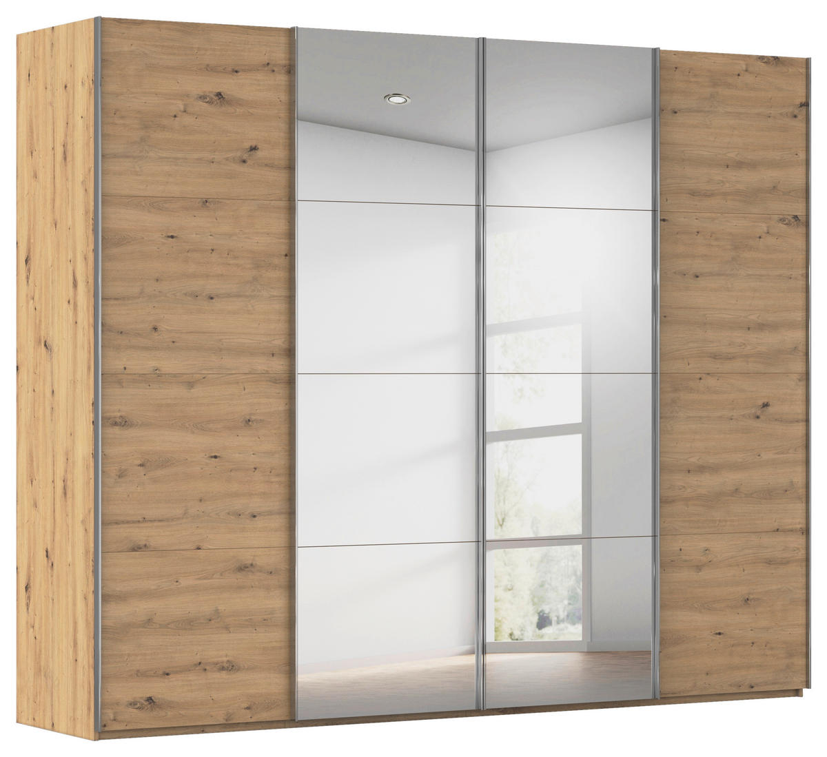 SCHWEBETÜRENSCHRANK 271/223/68 cm 4-türig Eiche Artisan  - Chromfarben/Eiche Artisan, Design, Holzwerkstoff/Metall (271/223/68cm) - Novel