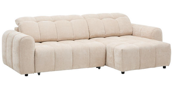 ECKSOFA inkl. Funktionen Beige Chenille  - Beige/Schwarz, Design, Holz/Kunststoff (264/160cm) - Xora