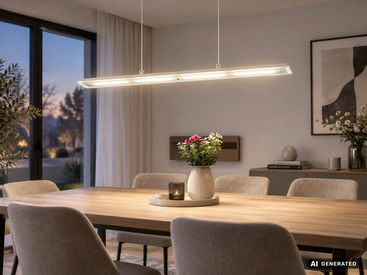 LED-HÄNGELEUCHTE Novak 88/9/150 cm  - Sandfarben/Klar, Design, Glas/Kunststoff (88/9/150cm) - Globo