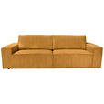 3-SITZER-SOFA Cord Currygelb  - Currygelb/Schwarz, KONVENTIONELL, Kunststoff/Textil (248/76/95cm) - Carryhome