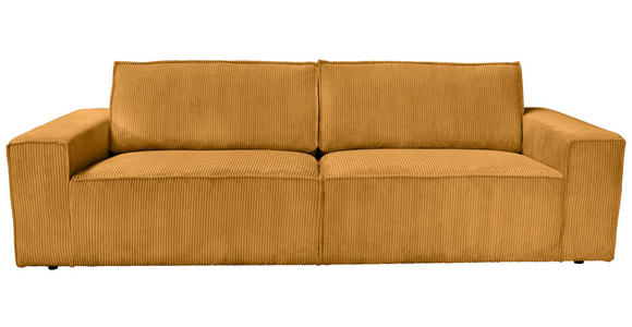 3-SITZER-SOFA Cord Currygelb - Currygelb/Schwarz, KONVENTIONELL, Kunststoff/Textil (248/76/95cm) - Carryhome