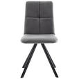 STUHL  in Eisen Lederlook Metall, Textil  - Dunkelgrau/Schwarz, MODERN, Textil/Metall (47/92/60cm) - Cantus