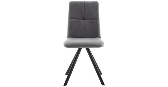 STUHL in Eisen Lederlook Metall, Textil - Dunkelgrau/Schwarz, MODERN, Textil/Metall (47/92/60cm) - Cantus