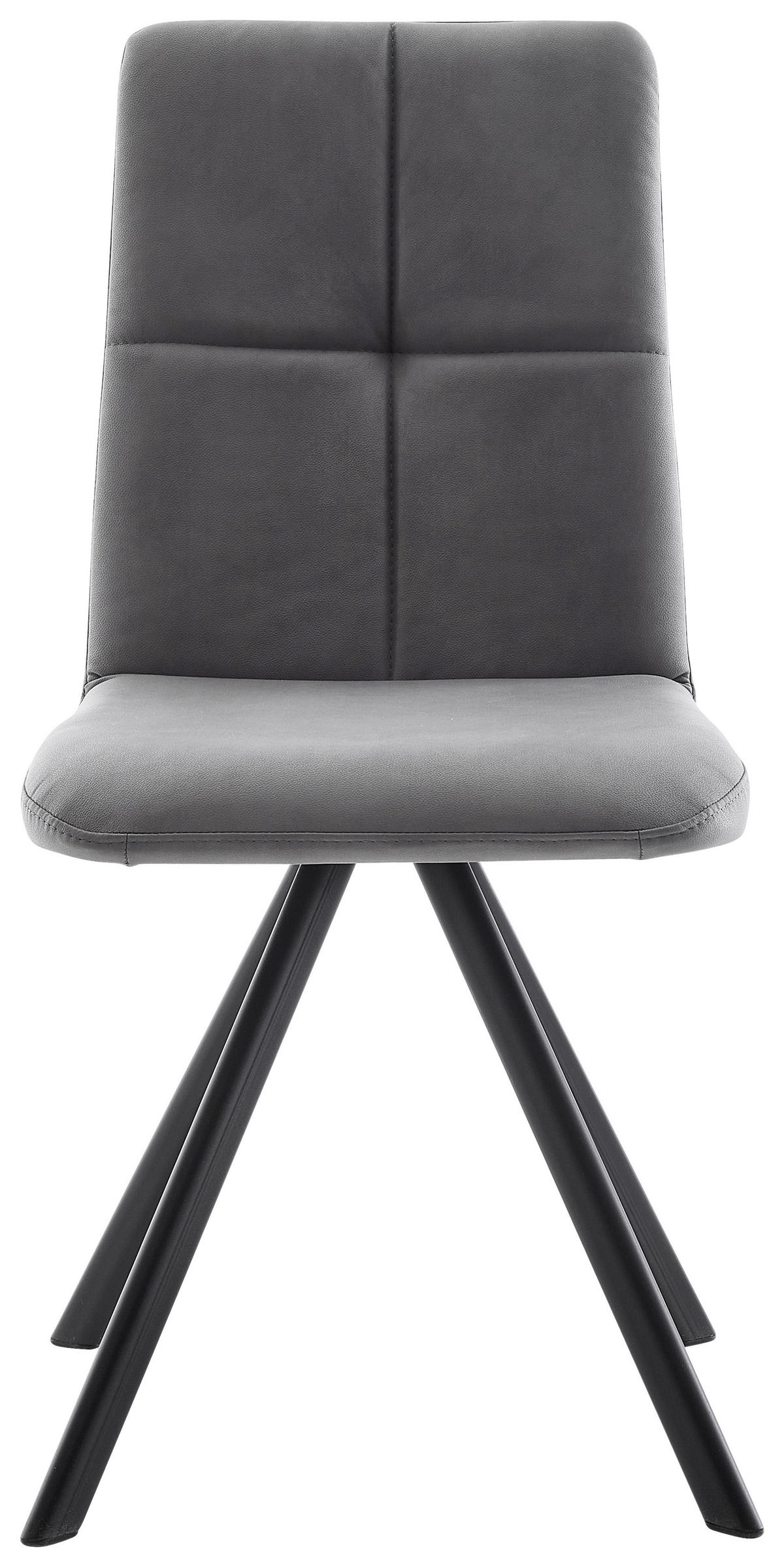 STUHL  in Eisen Lederlook  - Dunkelgrau/Schwarz, Modern, Textil/Metall (47/92/60cm) - Cantus