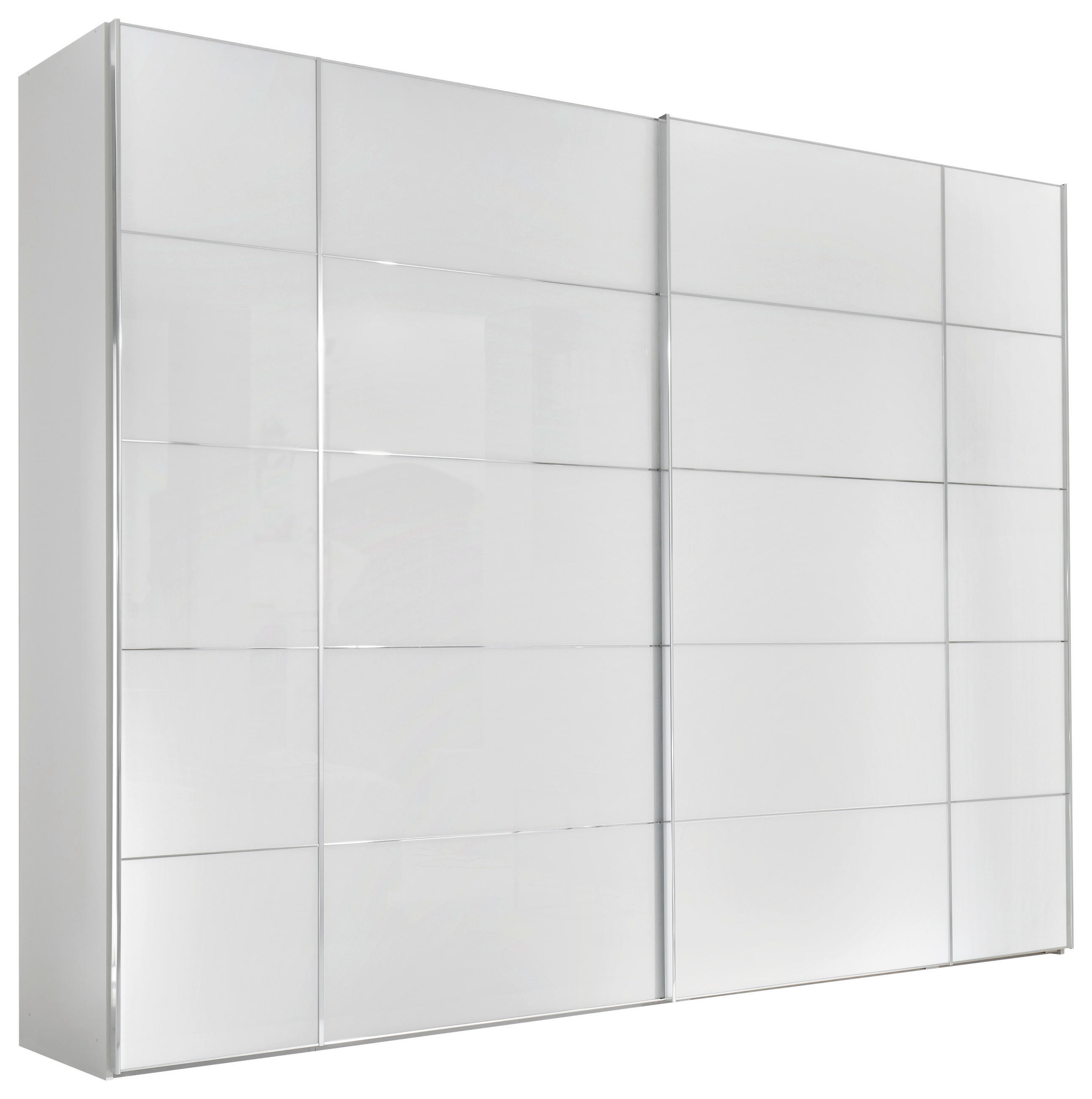 SCHWEBETÜRENSCHRANK 298/240/68 cm 2-türig Weiß  - Chromfarben/Weiß, KONVENTIONELL, Glas/Holzwerkstoff (298/240/68cm) - Dieter Knoll