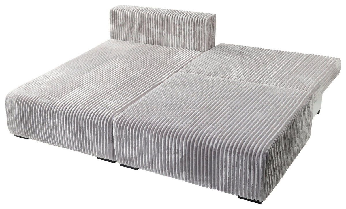 ECKSOFA in Cord Hellgrau  - Hellgrau/Schwarz, Modern, Holz/Textil (145/210cm) - MID.YOU