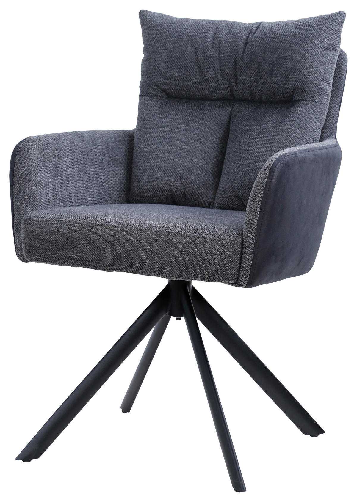 NASLANJAČ, kovina, tekstil črna, temno siva  - temno siva/črna, Design, kovina/tekstil (59/91/66cm) - Hom`in