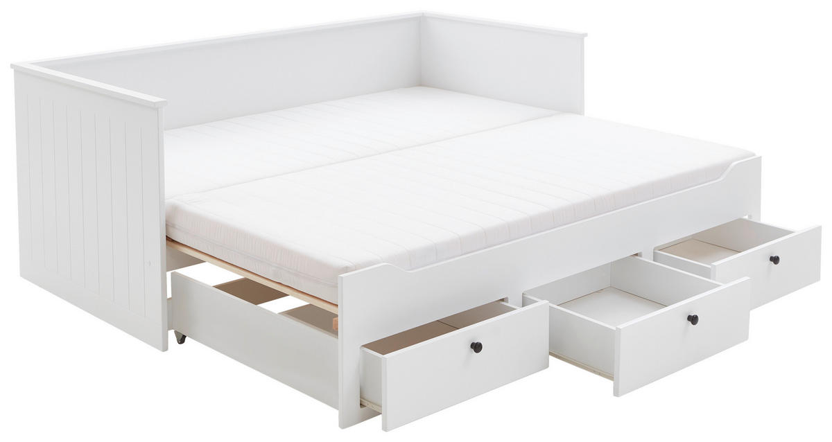 AUSZIEHBETT 90-180/200 cm  in Weiß  - Weiß, KONVENTIONELL, Holz/Holzwerkstoff (90-180/200cm) - Boxxx