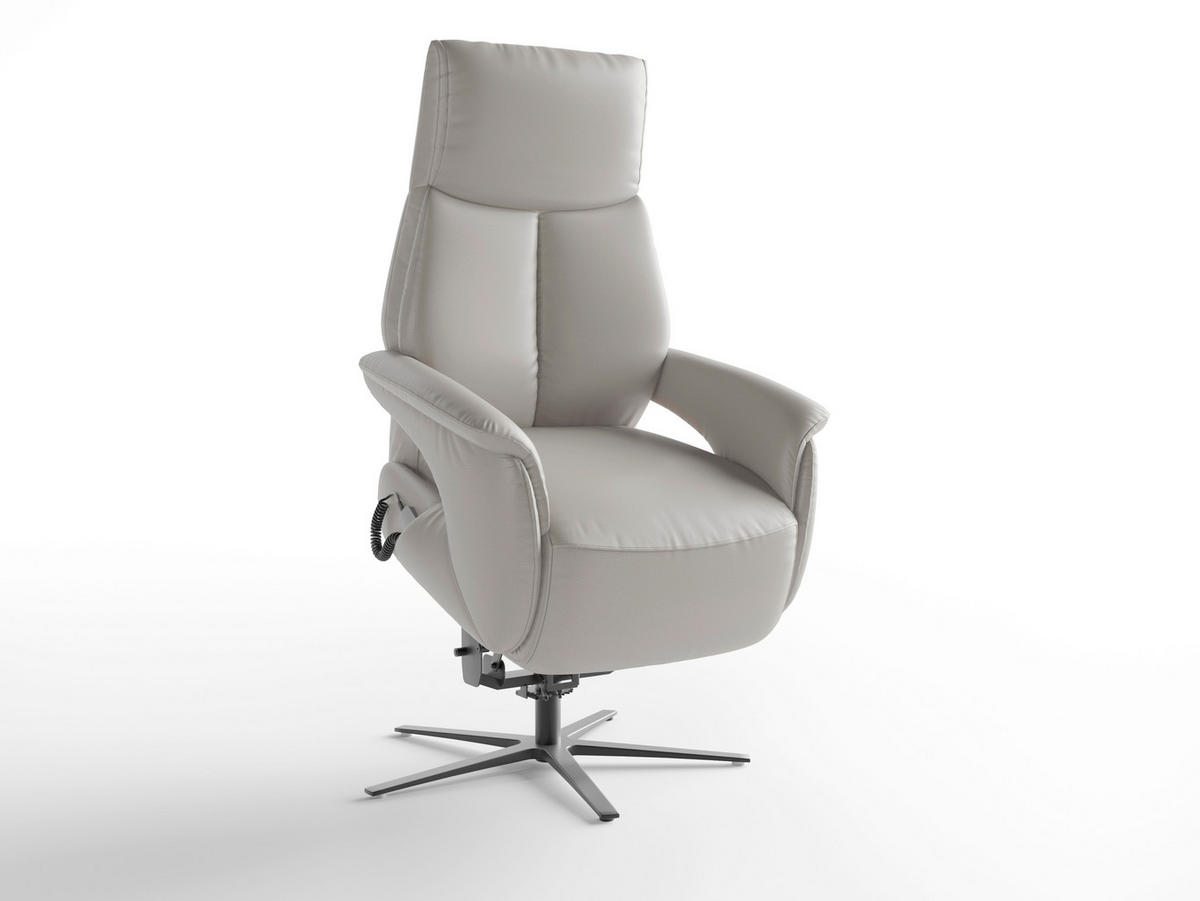 RELAXAČNÉ KRESLO, koža, svetlosivá - čierna/svetlosivá, Basics, kov/koža (75/113/85cm) - Sit & More