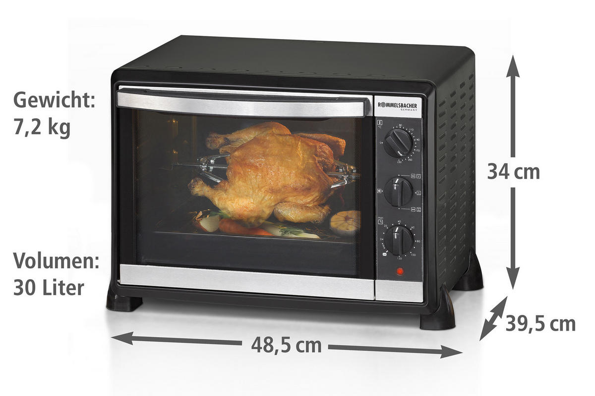 MINIBACKOFEN  - Schwarzchrom, Basics, Metall (48.5/34/39.5cm) - Rommelsbacher