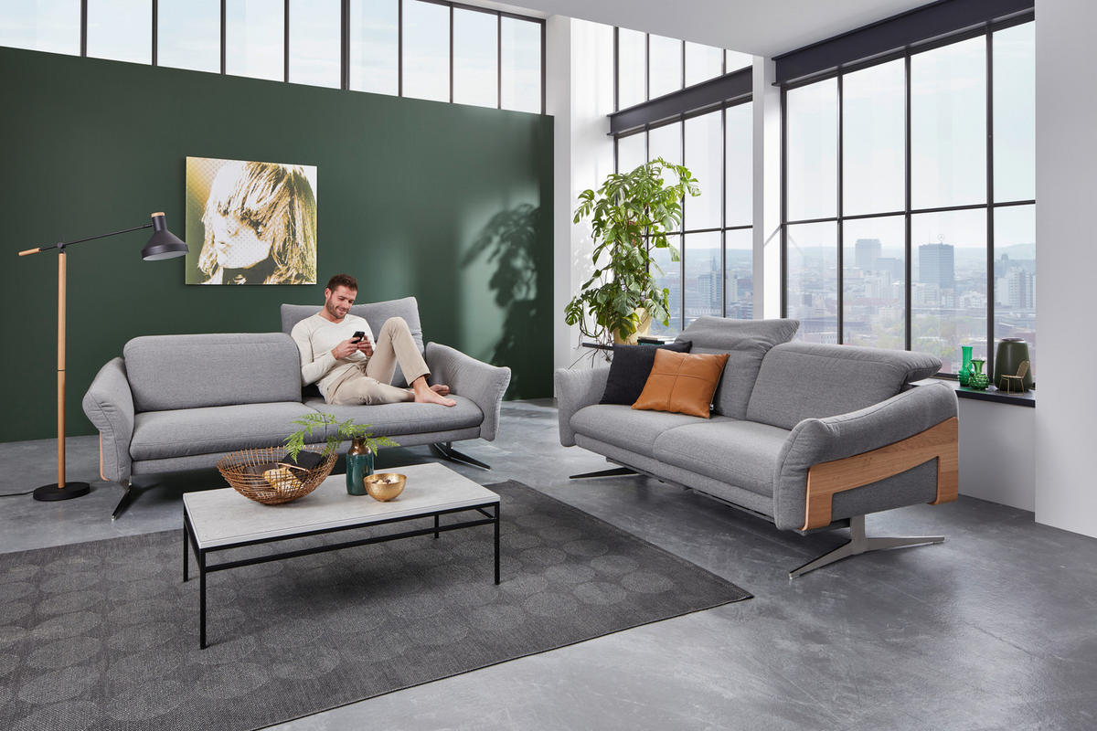 2,5-SITZER in Webstoff Grau  - Anthrazit/Grau, Design, Holz/Textil (193/81/107cm) - Himolla