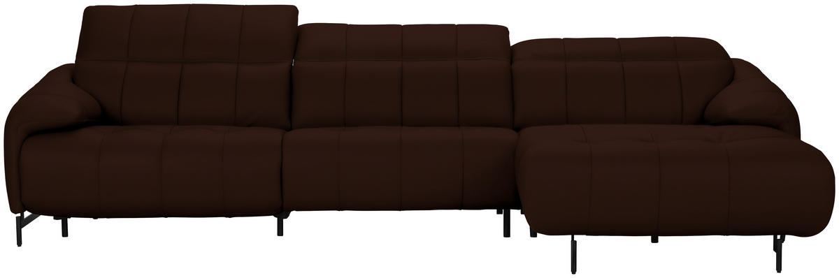 ECKSOFA  in Echtleder Braun  313/165 cm  - Schwarz/Braun, Design, Leder/Metall (313/165cm) - Belluti