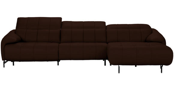 ECKSOFA in Echtleder Braun 313/165 cm - Schwarz/Braun, Design, Leder/Metall (313/165cm) - Emilio Belluti