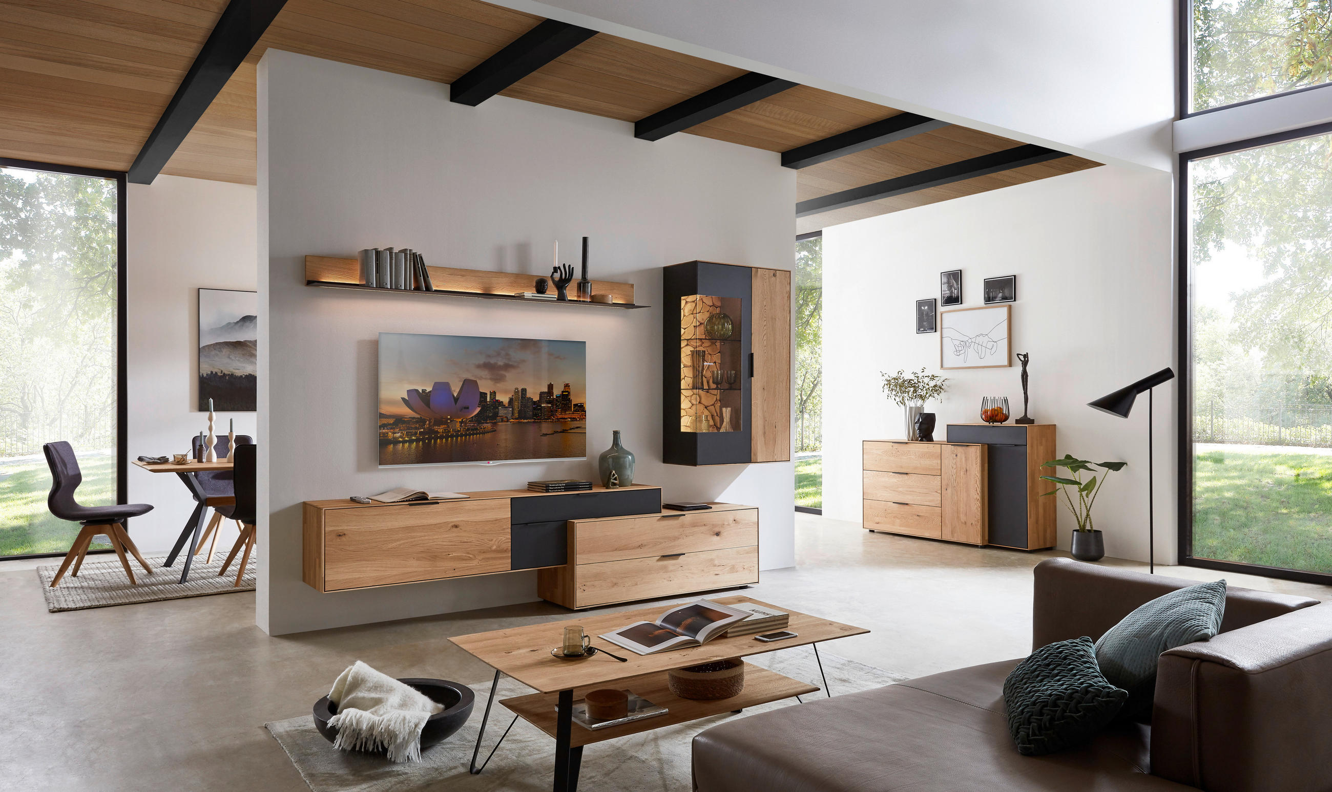 SIDEBOARD  169,4/99,9/45,2 cm  - Schwarz, Design, Glas/Holz (169,4/99,9/45,2cm) - Valdera