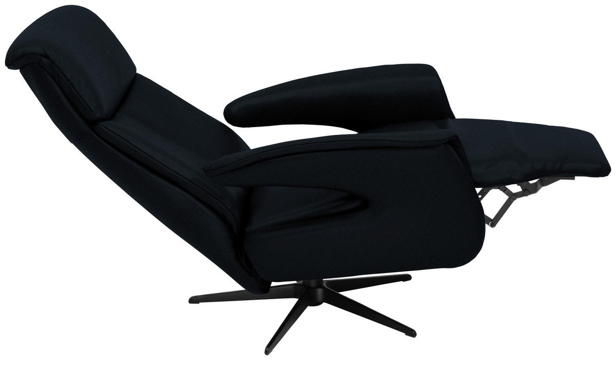 RELAXSESSEL in Leder Schwarz  - Schwarz, Design, Leder/Metall (78/106/88cm) - Welnova