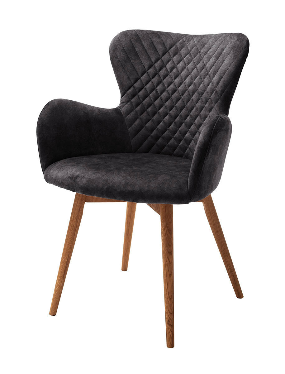 Armlehnstuhl Sarander Anthrazit Echtholz-Beine