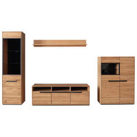 WOHNWAND 4-teilig  in Wildeiche  338/196/46 cm    - Wildeiche/Eichefarben, Natur, Glas/Holz (338/196/46cm) - Linea Natura