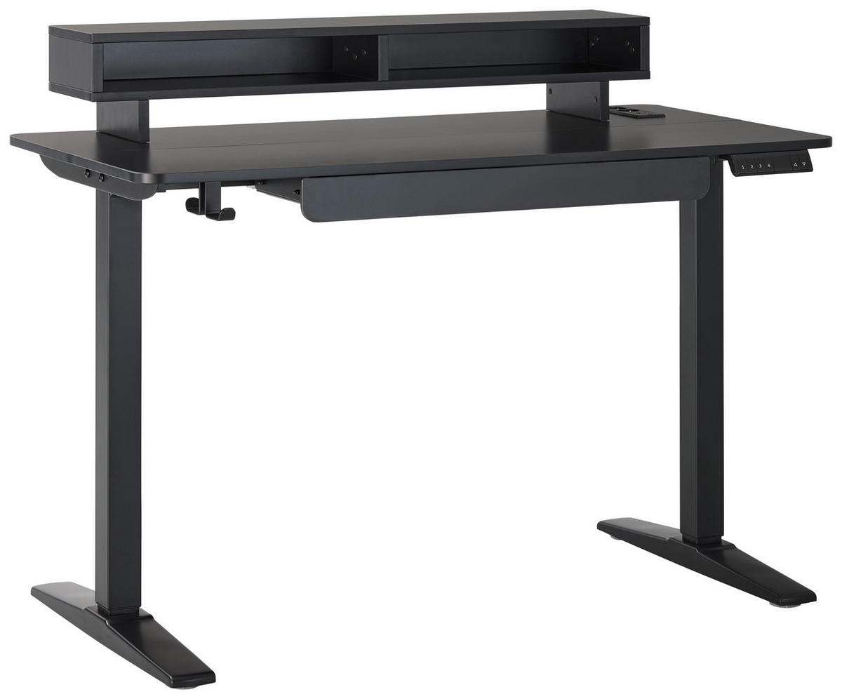 GAMING-TISCH Schwarz  - Schwarz, Modern, Holzwerkstoff/Kunststoff (120/75/120/60cm) - MID.YOU