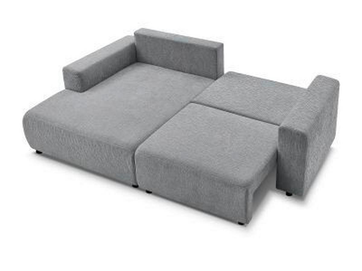 ECKSOFA Ottomane links  ATILLA Dunkelgrau Struktur  - Dunkelgrau/Schwarz, MODERN, Kunststoff/Textil (149/244cm)