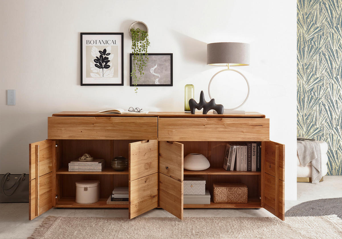 KOMMODE , 200/91/40 cm, 2 Schublade(n)  - Wildeiche, Design, Holz (200/91/40cm) - Livetastic