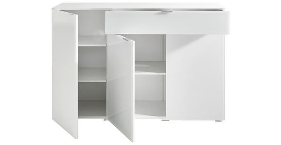 KOMMODE 137/92/42 cm in Weiß - Chromfarben/Weiß, Design, Glas/Holzwerkstoff (137/92/42cm) - Novel