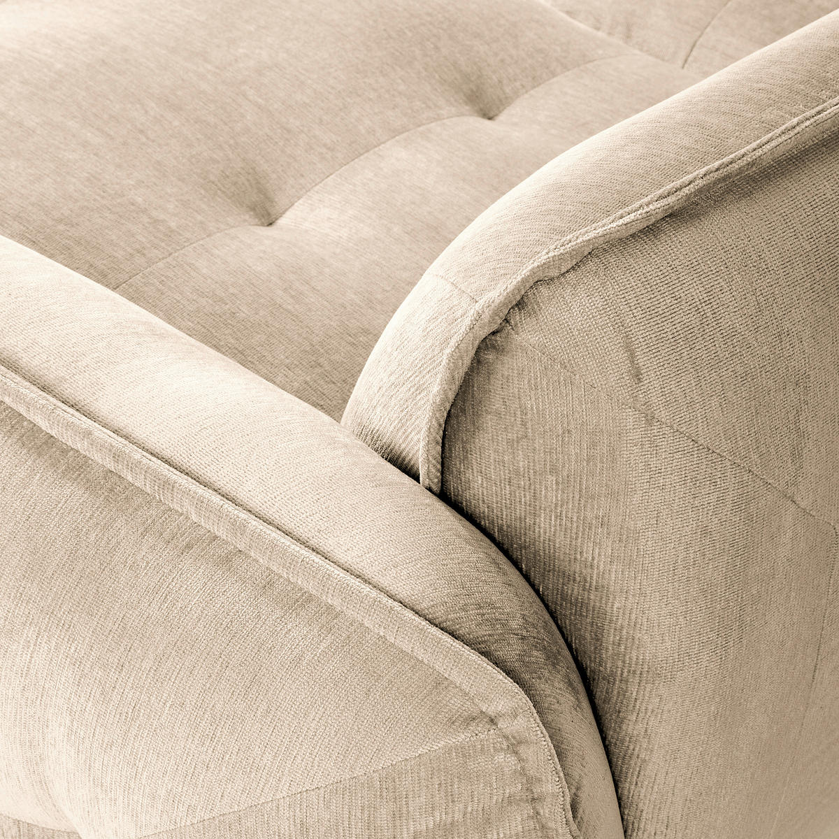 ECKSOFA in Chenille Creme  - Creme/Schwarz, Modern, Kunststoff/Textil (269/184cm) - Trendmanufaktur