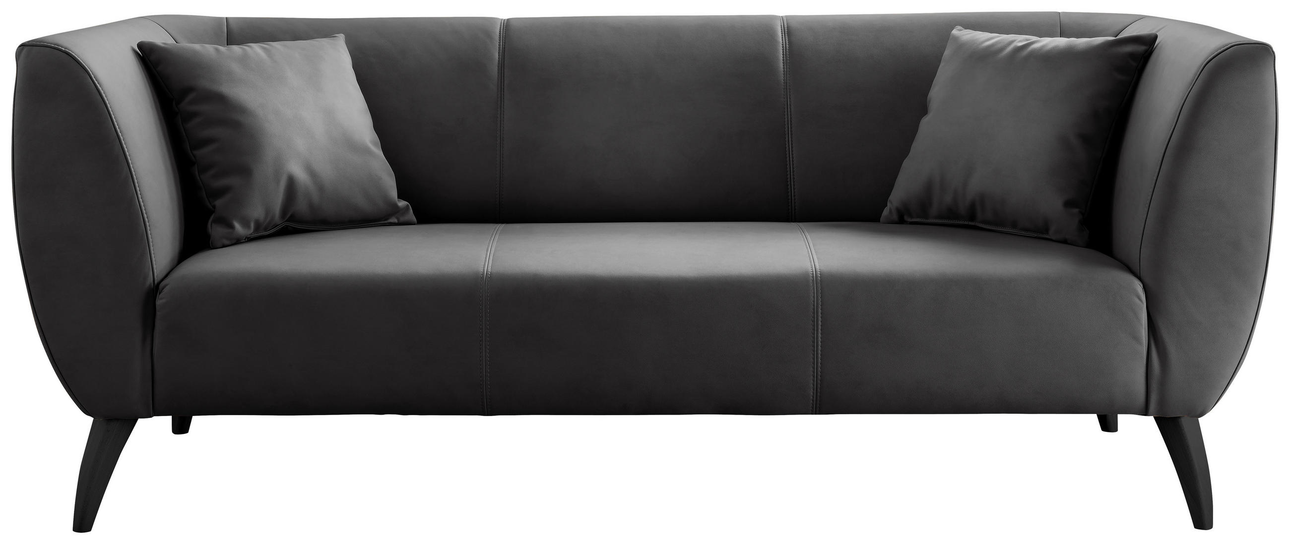 3-SITZER-SOFA in Lederlook Schwarz  - Schwarz, MODERN, Holz/Textil (208/83/88cm) - Livetastic
