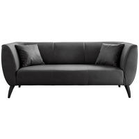 3-SITZER-SOFA in Lederlook Schwarz  - Schwarz, Modern, Holz/Textil (208/83/88cm) - Livetastic