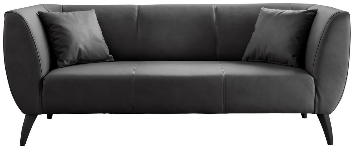 3-SITZER-SOFA in Lederlook Schwarz  - Schwarz, Modern, Holz/Textil (208/83/88cm) - Livetastic