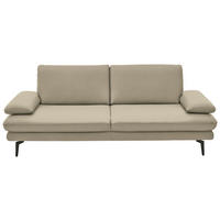 3-SITZER-SOFA in Echtleder Creme, Naturfarben  - Creme/Schwarz, Design, Leder/Metall (222/86/104cm) - Dieter Knoll