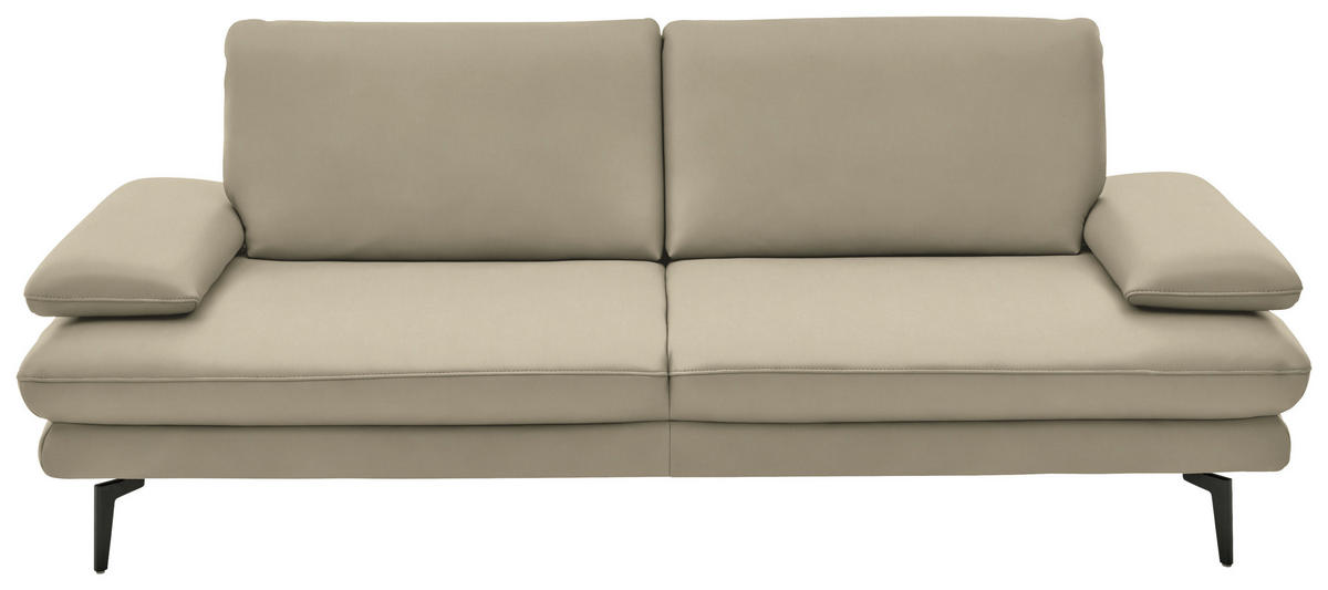 3-SITZER-SOFA in Echtleder Creme, Naturfarben  - Creme/Schwarz, Design, Leder/Metall (222/86/104cm) - Dieter Knoll
