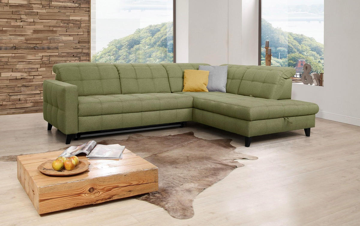 SAROKKANAPÉ textil zöld  - fekete/zöld, Design, textil/fa (297/216cm) - Xora