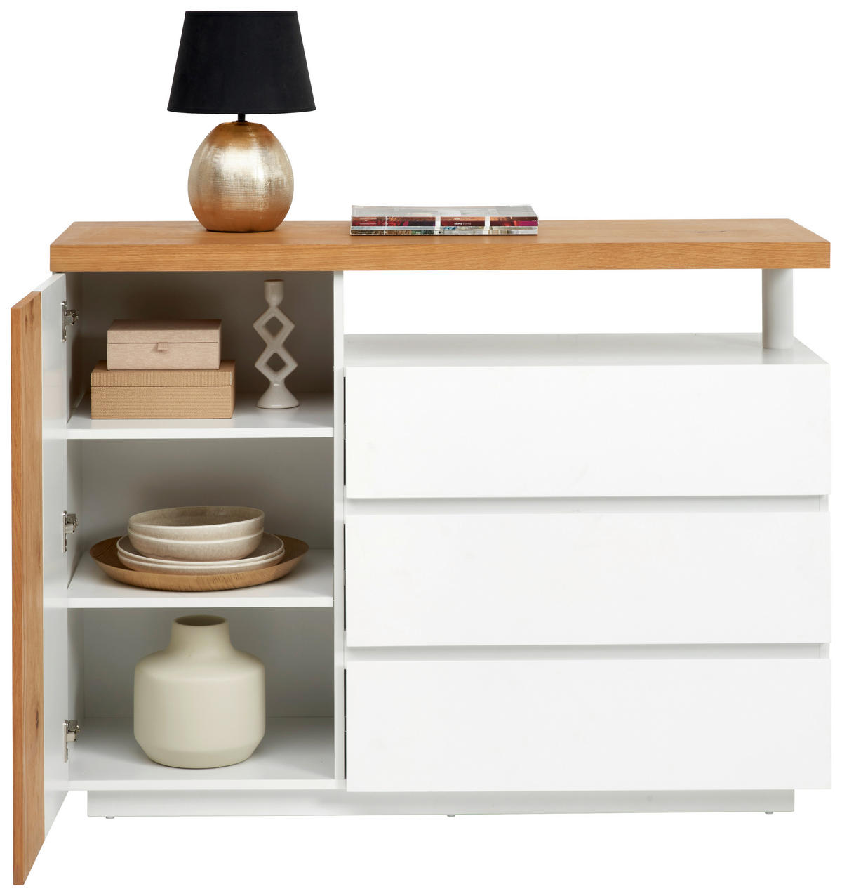 KOMMODE 120/89/40 cm  in Weiß, Eichefarben  - Eichefarben/Weiß, Design, Holz/Holzwerkstoff (120/89/40cm) - Xora