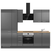 KÜCHENBLOCK 270 cm   in Eichefarben, Schieferfarben  - Schieferfarben/Edelstahlfarben, MODERN, Holzwerkstoff/Metall (270cm) - Nobilia