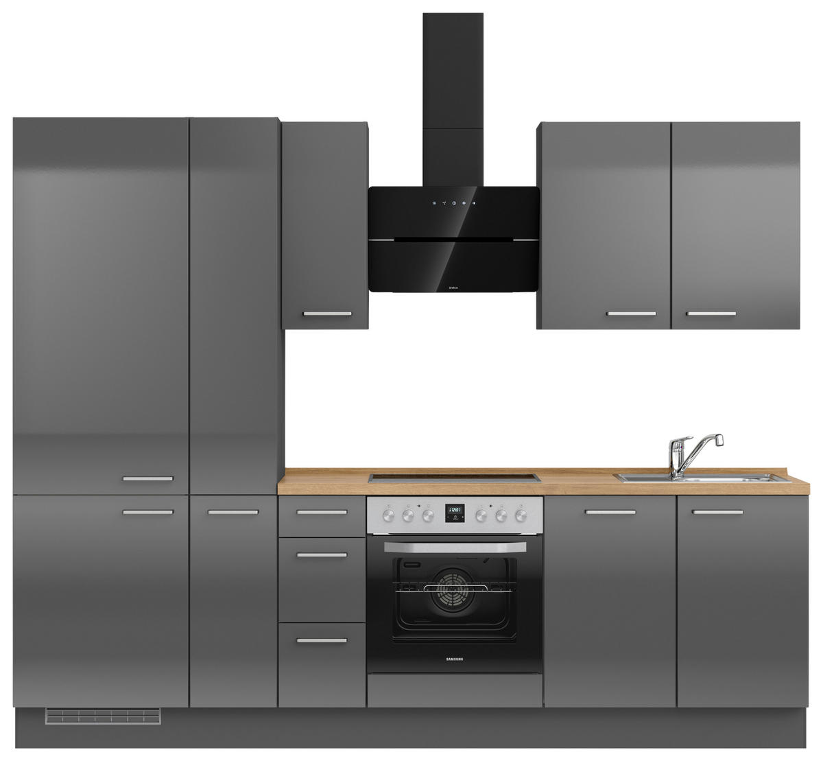 KÜCHENBLOCK 270 cm   in Eichefarben, Schieferfarben  - Schieferfarben/Edelstahlfarben, MODERN, Holzwerkstoff/Metall (270cm) - Nobilia