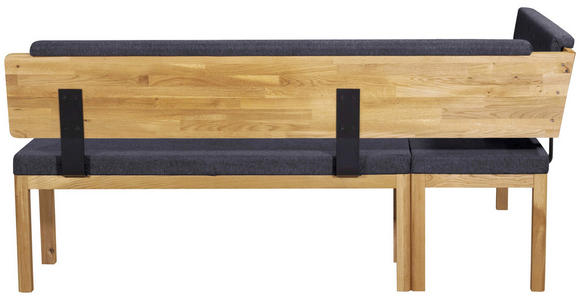 ECKBANK 155/195 cm Webstoff Blau, Eichefarben Eiche vollmassiv   - Blau/Eichefarben, KONVENTIONELL, Holz/Textil (155/195cm) - Linea Natura