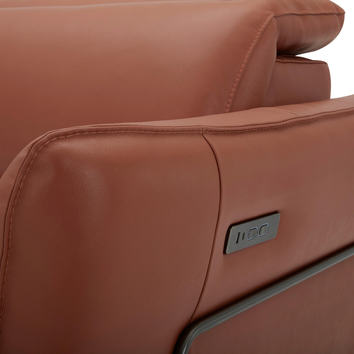 3-SITZER-SOFA Echtleder Cognac  - Cognac/Schwarz, LIFESTYLE, Leder/Metall (198/83/107/111cm) - Livetastic
