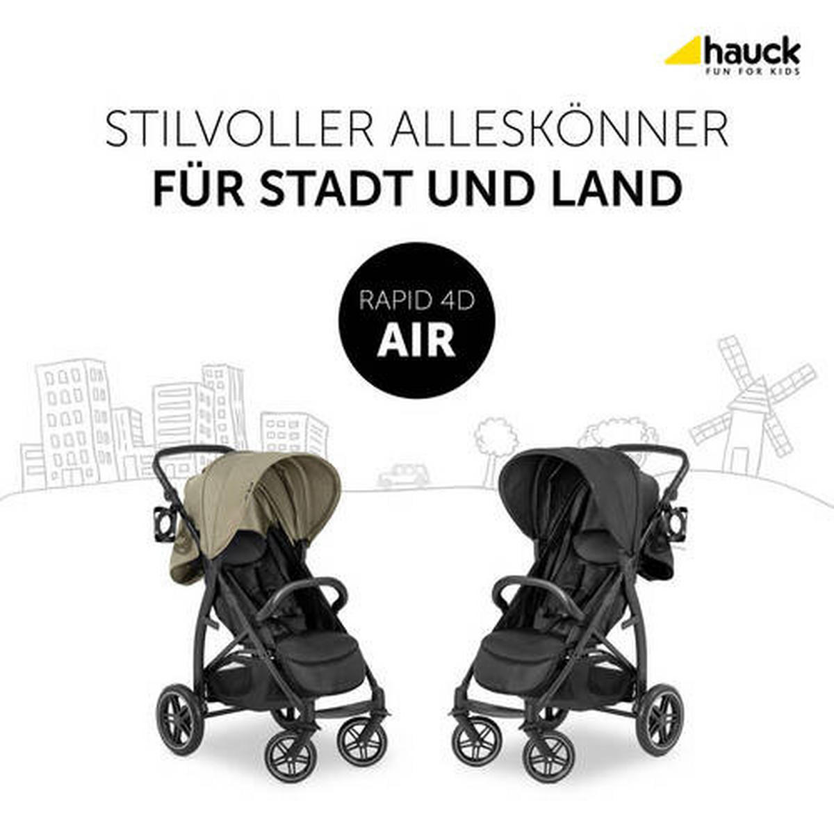 BUGGY RAPID 4D AIR  - Schwarz/Olivgrün, Basics, Textil/Metall (45,5/29/72cm) - Hauck