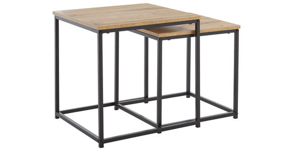 BEISTELLTISCHSET 30-40/30-40/30-40 cm Schwarz, Eichefarben quadratisch - Eichefarben/Schwarz, Trend, Holzwerkstoff/Metall (30-40/30-40/30-40cm) - Xora
