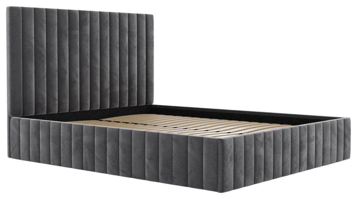 POLSTERBETT Bettkasten, Lattenrost 160/200 cm  in Anthrazit  - Anthrazit/Schwarz, Design, Holz/Textil (160/200cm) - Boxxx