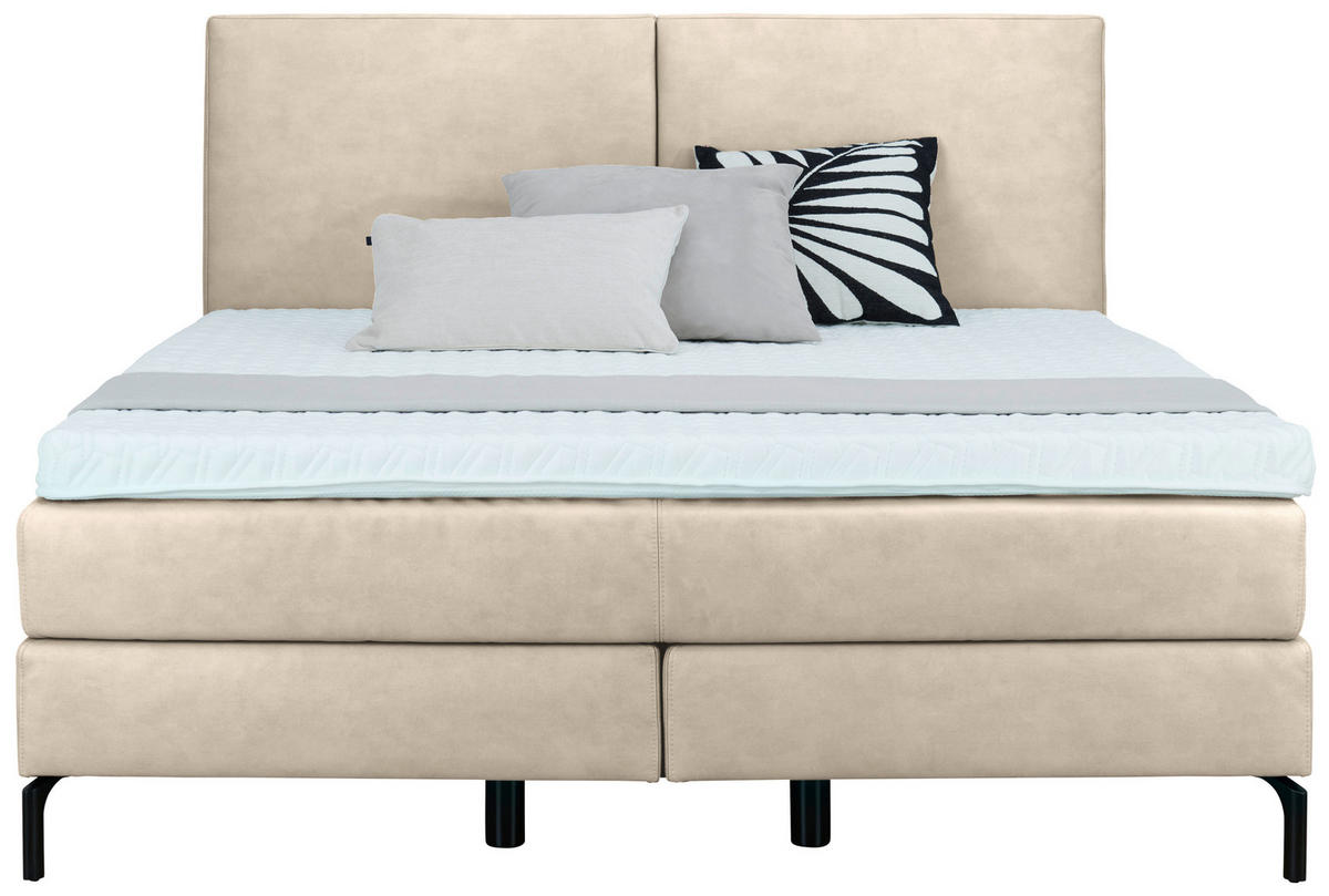 BOXSPRINGBETT 160/200 cm  in Naturfarben  - Schwarz/Naturfarben, KONVENTIONELL, Textil/Metall (160/200cm) - Dieter Knoll