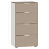 KOMMODE 45/87/43 cm  in Weiss, Hellbraun  - Hellbraun/Weiss, Design, Glas/Holzwerkstoff (45/87/43cm) - Jutzler
