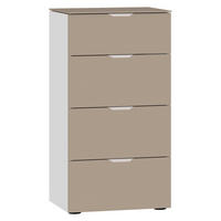 KOMMODE 45/87/43 cm  in Weiss, Hellbraun  - Hellbraun/Weiss, Design, Glas/Holzwerkstoff (45/87/43cm) - Jutzler