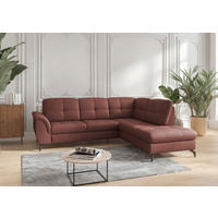 ECKSOFA ZORA E Rotbraun Echtleder  - Rotbraun/Schwarz, MODERN, Leder/Metall (244/212cm) - Sit & More